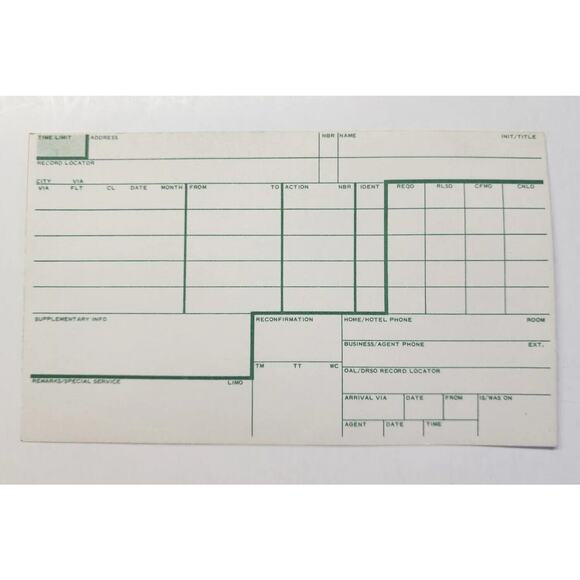 Unbranded Other - Vintage TWA Airlines 1960's Reservation Sales Order Form Blank Rare PB202-11